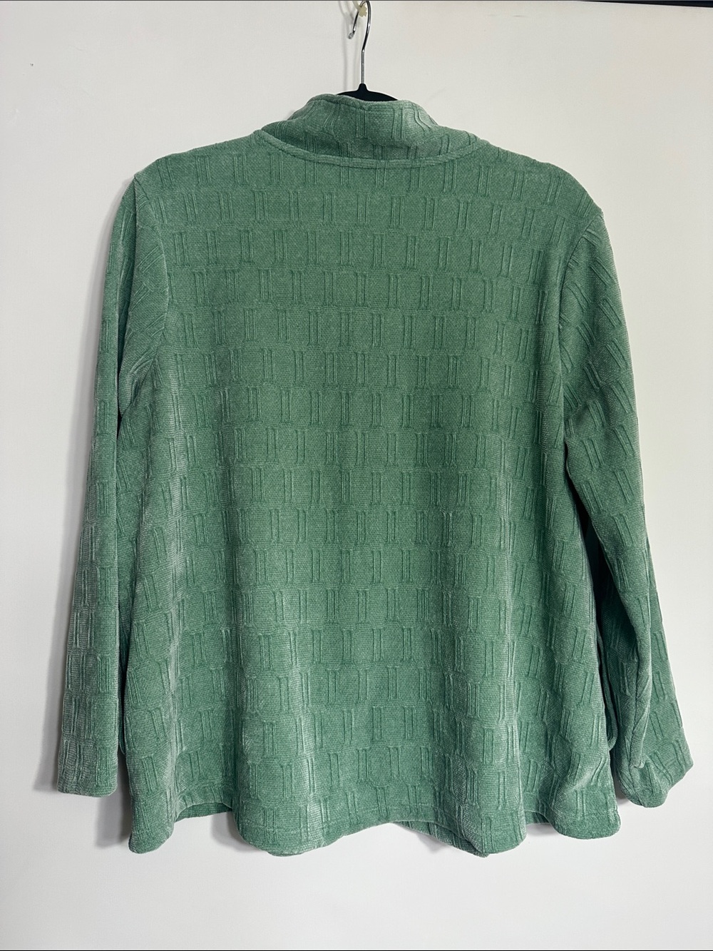 Denin & Co Mint/Sage Green Quarter-Zip Textured Pullover Sweater Size LP - Picture 10 of 15